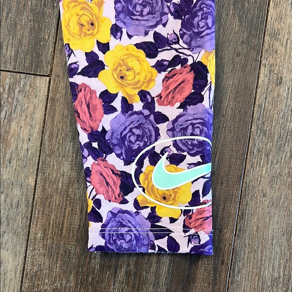 Nike Vibrant Purple and Yellow Floral Dri-fit Leggings - Picture 3 of 6